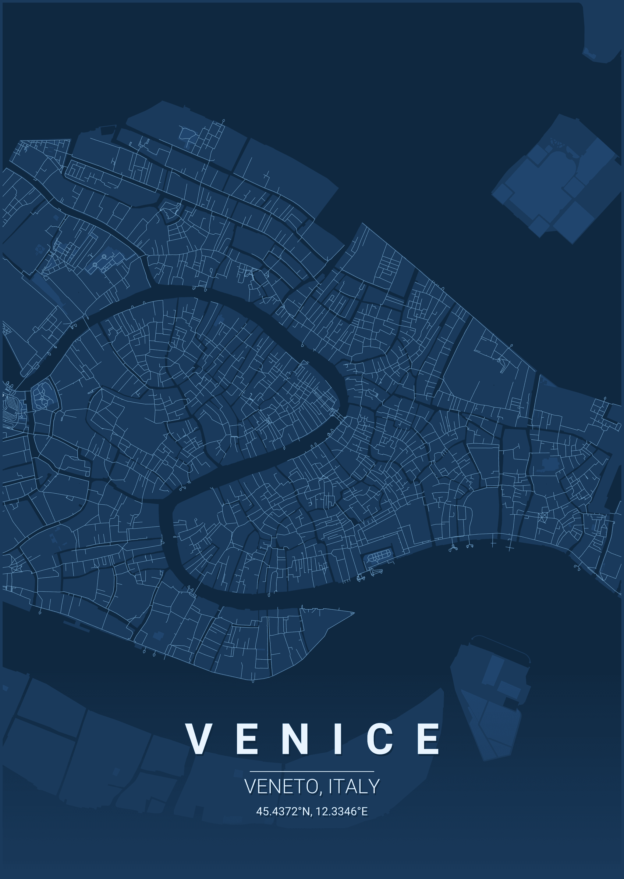 Venice city map poster — custom Venice map wall art